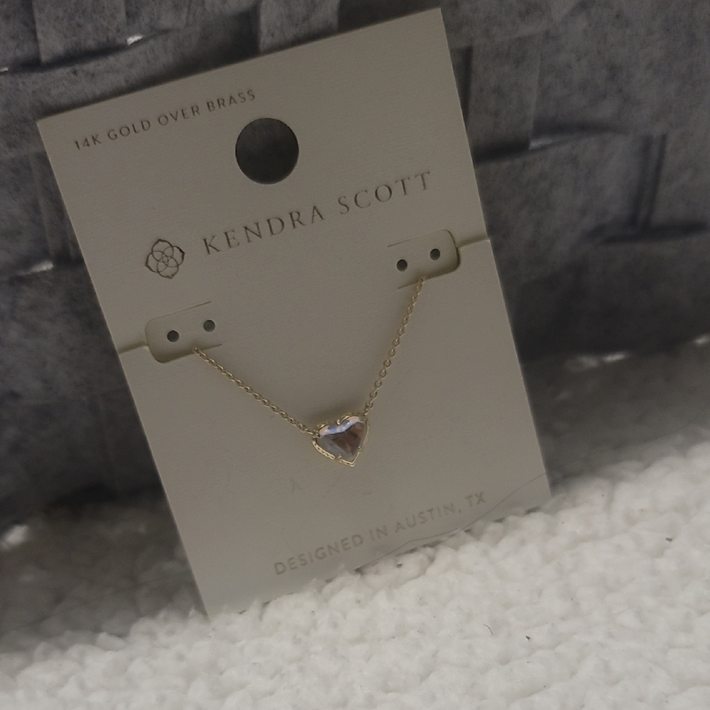 NWT - Kendra Scott Gold and Clear Heart Necklace